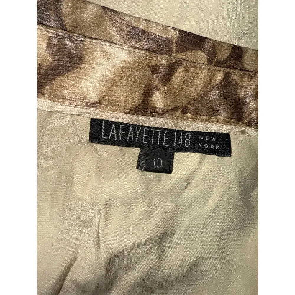 Lafayette 148 New York brown floral 100% silk skirt - size 10